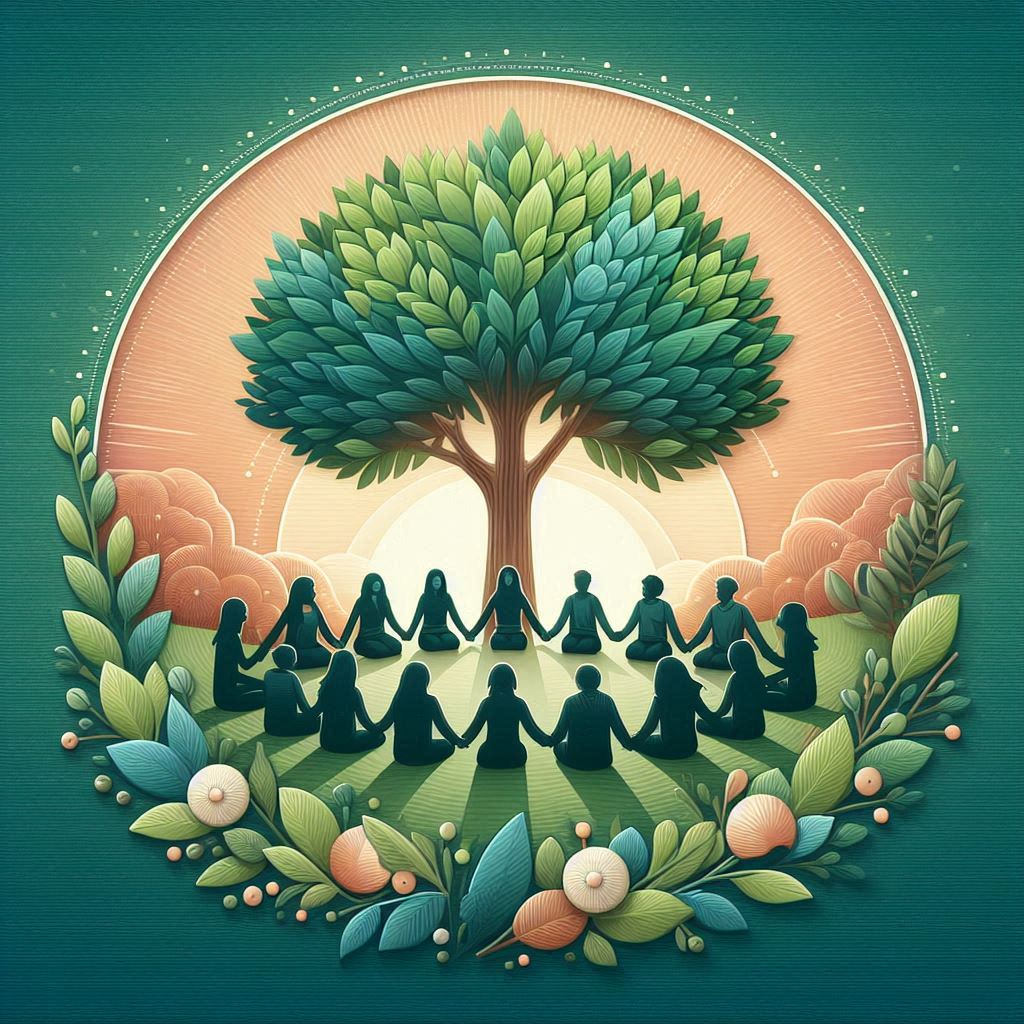 Kelompok Orang Berbagi Kisah di Bawah Pohon