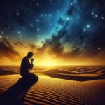 Seseorang Berlutut di Bawah Langit Bertabur Bintang