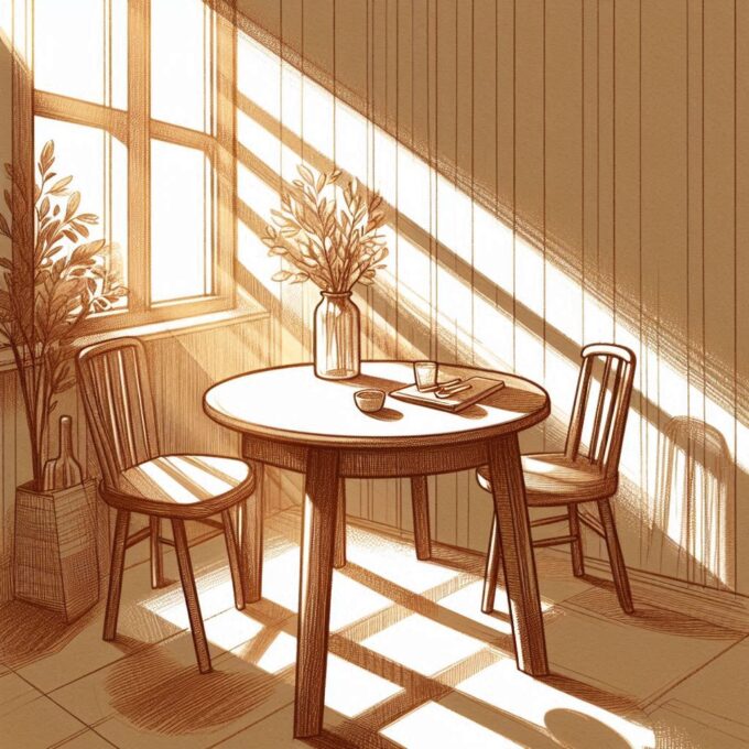 Meja Kosong dengan Cahaya dari Jendela