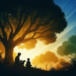 Guru dan Murid Duduk di Bawah Pohon