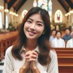 seorang wanita berdoa dan bersyukur