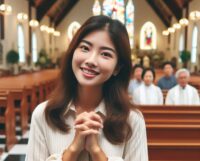 seorang wanita berdoa dan bersyukur